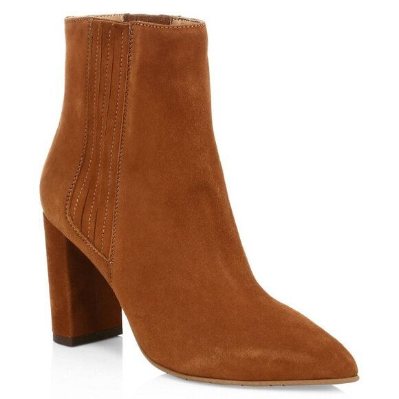 New in Box Aquatalia "Sierra" Water Resistant Suede Ankle Bootie - Ginger - 10 - Picture 8 of 11